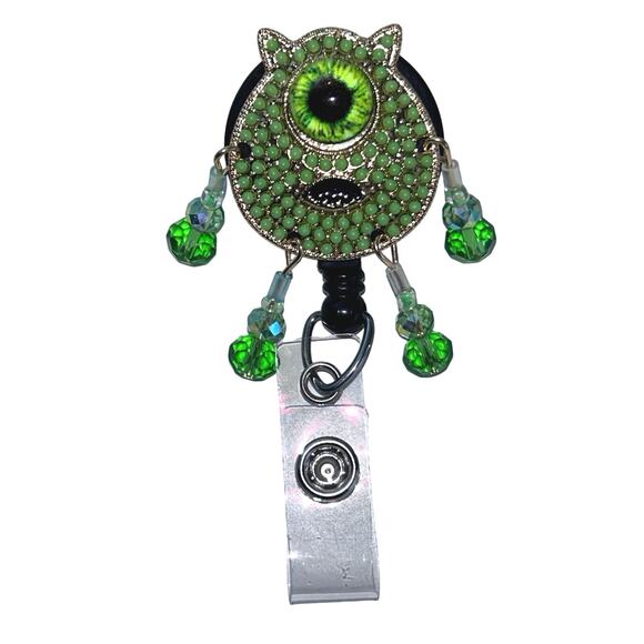 Monsters Inc Mike Wazowski Retractable Snap ID Holder Badge Reel Secure Clip - Picture 1 of 2